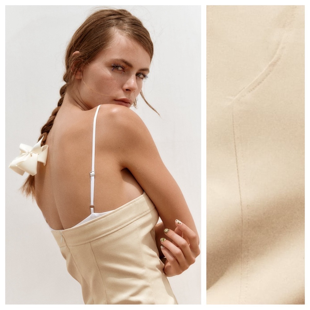 NWT. Zara Cream Cotton Combination Mini Dress. Size S. - Picture 5 of 14